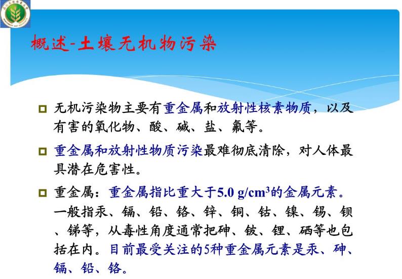 常用土壤无机污染物（重金属）的分析